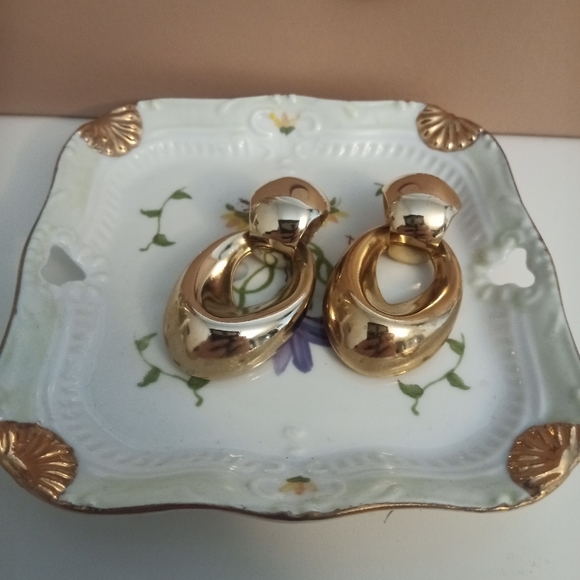 Vintage style chunky gold hoops - Picture 1 of 2